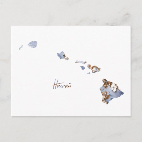 Blue  Gold Hawaii State Map Postcard