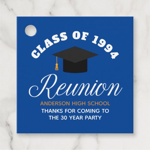 Blue Gold High School Reunion Personalized Party Favor Tags