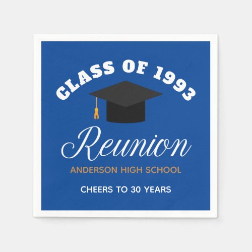 Blue Gold High School Reunion Personalized Party Napkins