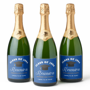 Blue Gold High School Reunion Personalized Party Sparkling Wine Label