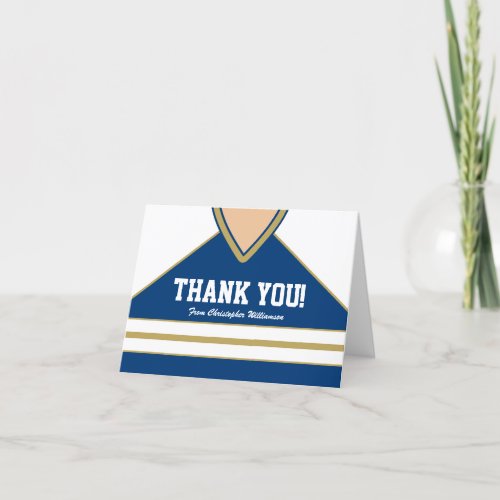 BlueGold Hockey Jersey Thank You Card