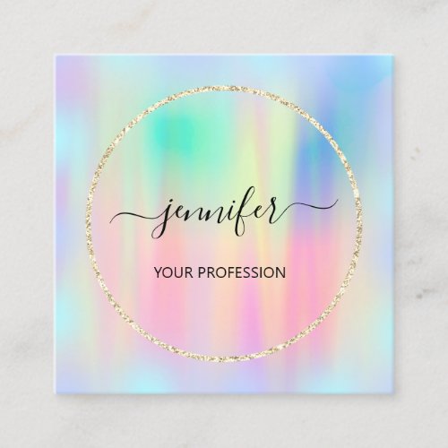 Blue Gold Holograph Professional Makeup Boutique Square Business Card