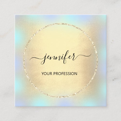 Blue Gold Holograph Professional Makeup Glitter Square Business Card