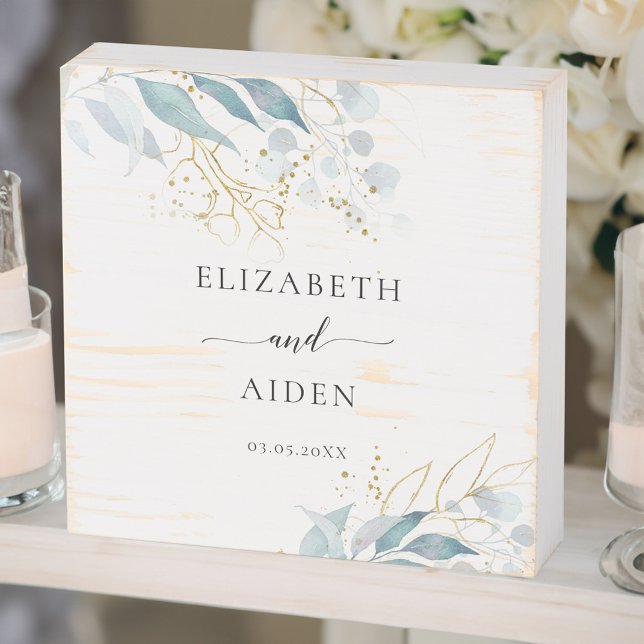 Blue Gold (Imitate) Watercolor Wedding  Box  (Creator Uploaded)