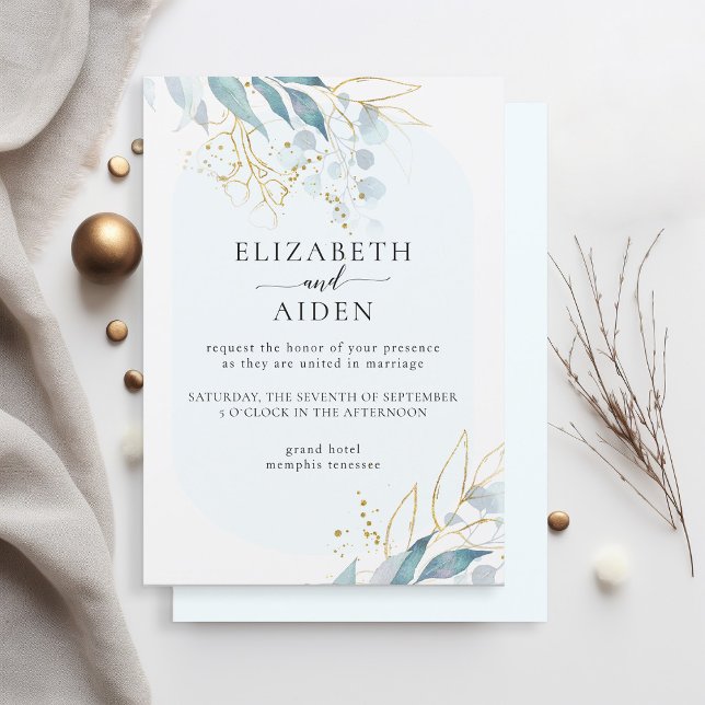Blue Gold (Imitate) White Wedding Collection Invi Invitation (Creator Uploaded)