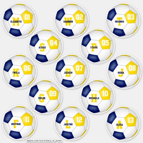 blue gold individual soccer players sticker