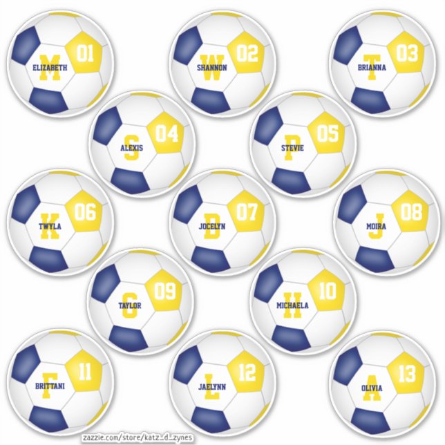 blue gold individual soccer players sticker (Front)