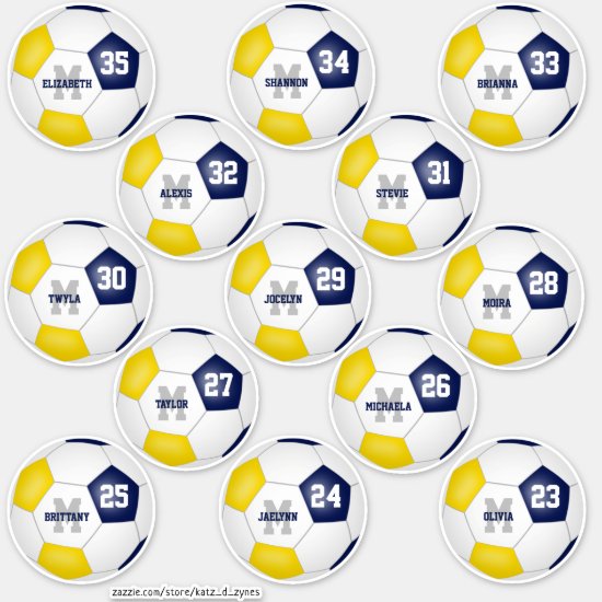 blue gold individual soccer players sticker