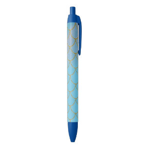 Blue & Gold Iridescent Shimmer Mermaid Scales Pen