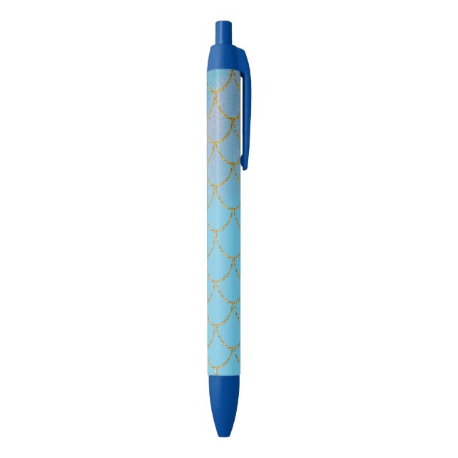 Blue & Gold Iridescent Shimmer Mermaid Scales Pen (Bottom (Vertical))