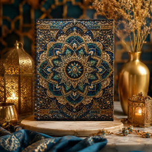 Blue & Gold Islamic Mandala Spiral Notebook   Moro