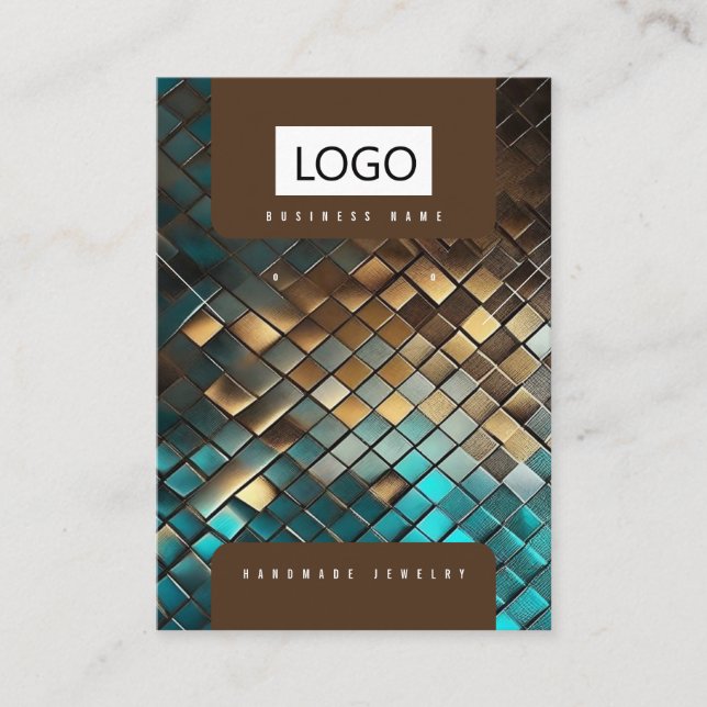 Blue Gold Jewelry Earrings Necklace Display Card (Front)