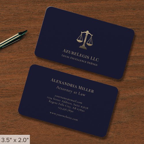 Blue Gold Justice Scales Business Card