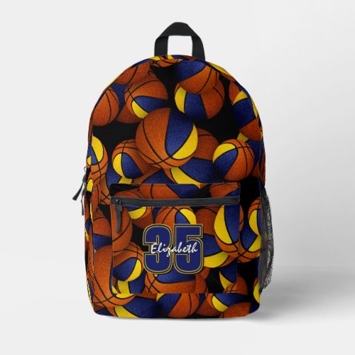 girls boys blue gold team colors basketball backpack