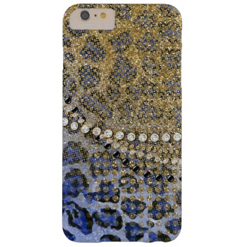 Blue Gold Leopard Animal Print Glitter Look Jewel Barely There iPhone 6 Plus Case