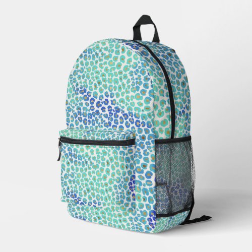 Blue Gold Leopard Pattern Printed Backpack