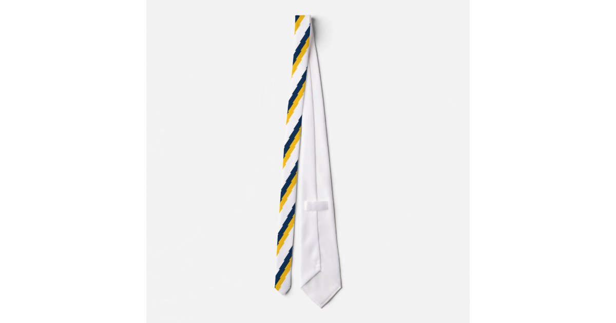 Blue & Gold Lightning Bolt Striped Tie | Zazzle