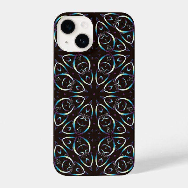 Blue Gold Lilac Glow Mandala Pattern iPhone Case (Back)