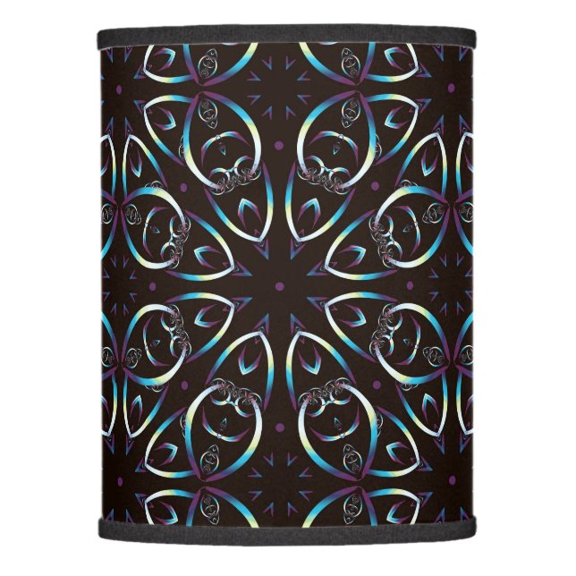 Blue Gold Lilac Glow Mandala Pattern Lamp Shade (Front)