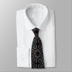 Blue Gold Lilac Glow Mandala Pattern Neck Tie