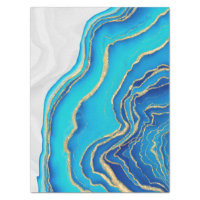 Blue Gold Liquid Painting Fluid Art Abstract Tissue Paper