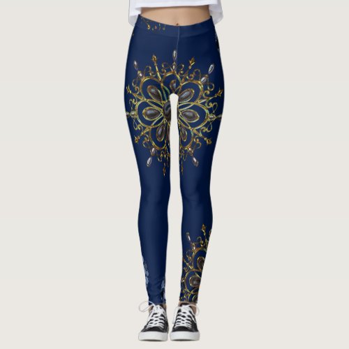 blue gold long leggings