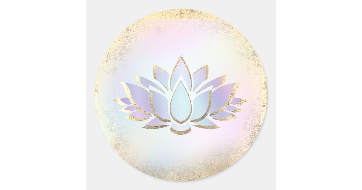 blue gold lotus flower logo classic round sticker | Zazzle