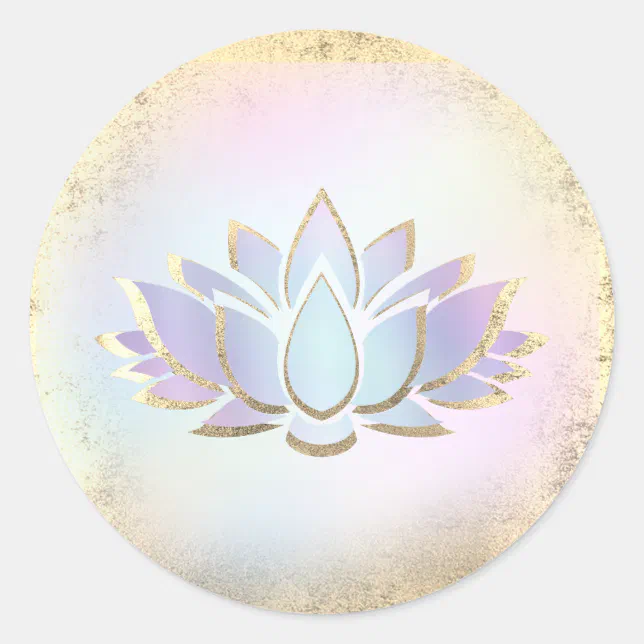 blue gold lotus flower logo classic round sticker | Zazzle