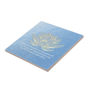 Blue Gold Lotus Yoga Meditation Instructor Ceramic Tile