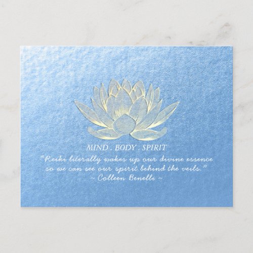 Blue Gold Lotus Yoga Meditation Instructor Quote Postcard