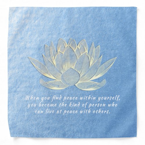 Blue Gold Lotus Yoga Meditation Instructor Quotes Bandana