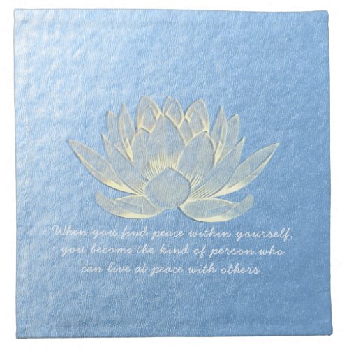 Blue Gold Lotus Yoga Meditation Instructor Quotes Cloth Napkin