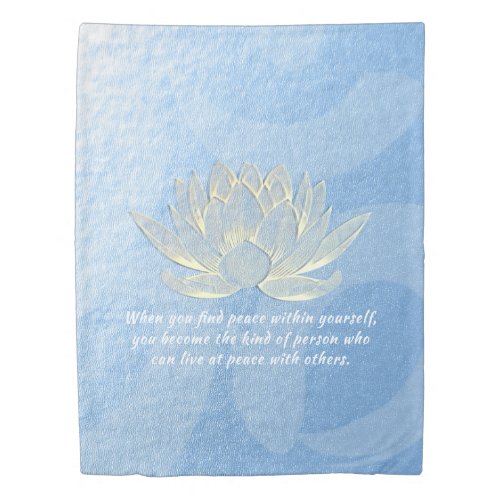 Blue Gold Lotus Yoga Meditation Instructor Quotes Duvet Cover