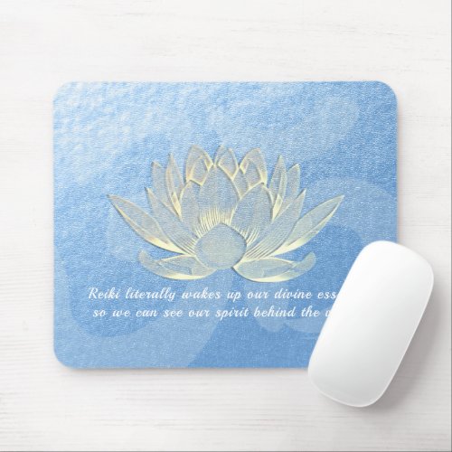 Blue Gold Lotus Yoga Meditation Instructor Quotes Mouse Pad