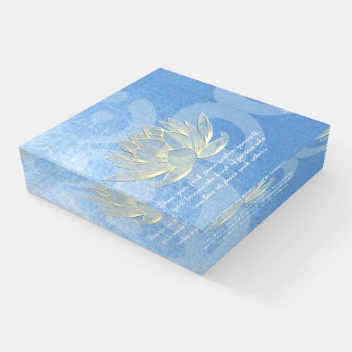 Blue Gold Lotus Yoga Meditation Instructor Quotes Paperweight