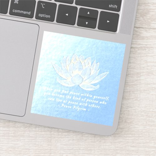 Blue Gold Lotus Yoga Meditation Instructor Quotes Sticker