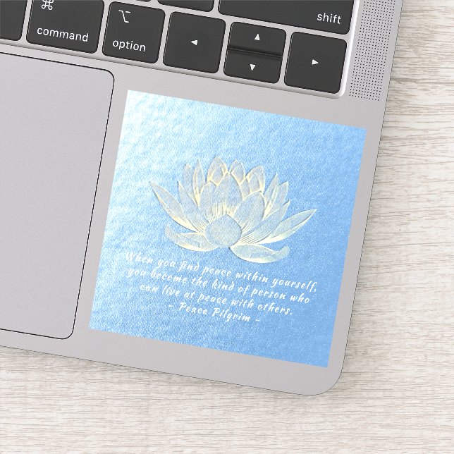 Blue Gold Lotus Yoga Meditation Instructor Quotes Sticker (Detail)