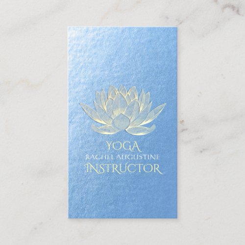 Blue Gold Lotus Yoga Meditation Reiki Instructor Business Card