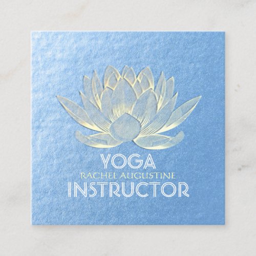 Blue Gold Lotus Yoga Meditation Reiki Instructor Square Business Card