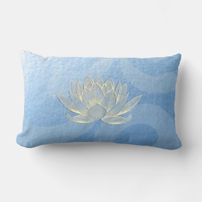 Blue Gold Lotus Yoga Studio Meditation Instructor Lumbar Pillow (Front)