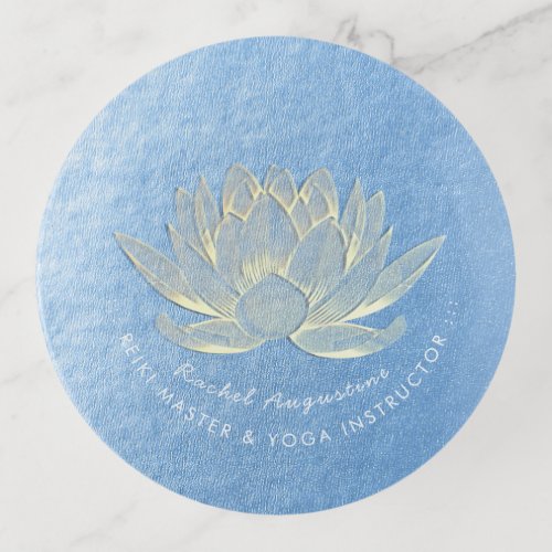 Blue Gold Lotus Yoga Studio Meditation Instructor Trinket Tray