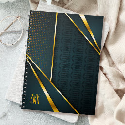 Blue Gold Luxury Modern Minimal Abstract Notebook