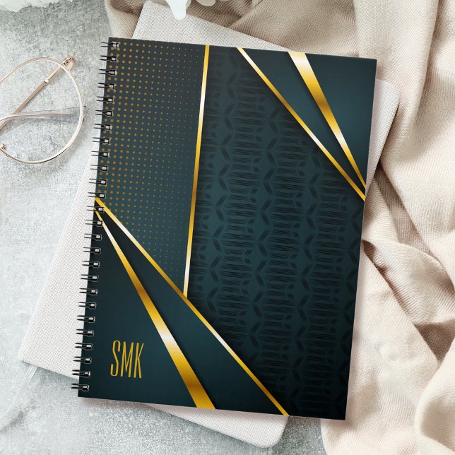 Blue Gold Luxury Modern Minimal Abstract Notebook (Creator Uploaded)