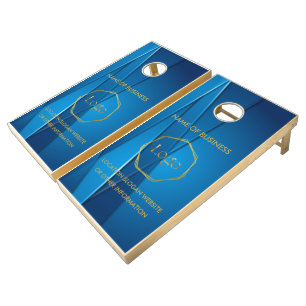 Blue Gold Luxury Modern Minimal Cornhole Set