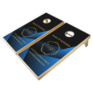 Blue Gold Luxury Modern Minimal Cornhole Set