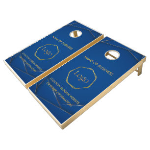 Blue Gold Luxury Modern Minimal Cornhole Set