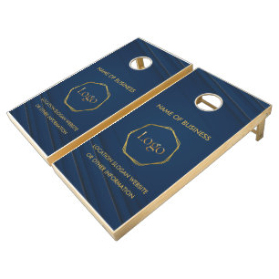 Blue Gold Luxury Modern Minimal Cornhole Set