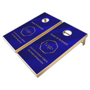 Blue Gold Luxury Modern Minimal Cornhole Set
