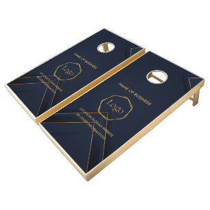 Blue Gold Luxury Modern Minimal Cornhole Set