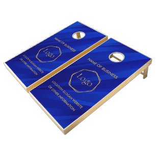 Blue Gold Luxury Modern Minimal Cornhole Set